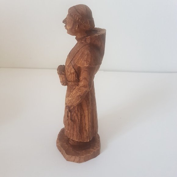 Vintage FRIAR Hand Carved Wood Sculpture with Beer Mug Unmarked Very Detailed - Picture 11 of 12